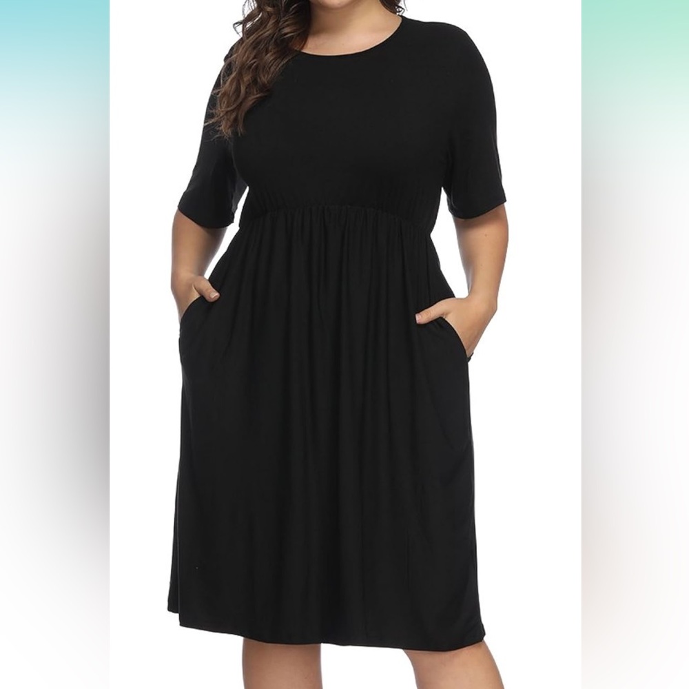 ALLEGRACE Half Sleeve Round Neck Cocktail Midi Dress Ruffle Party Dress Size 3X